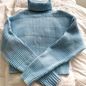 PacSun LA hearts by the fire blue cropped turtleneck sweater
